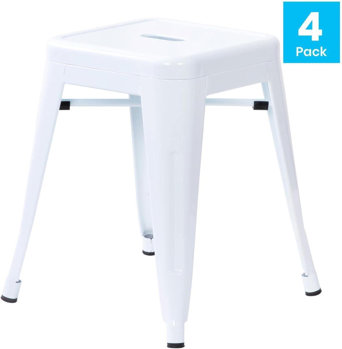 image:imageFlash Furniture Metal Dining Table Height Stool Backless Purple Kai Commercial Grade Stool 18 Inch Stackable Dining Chair Set of 4White