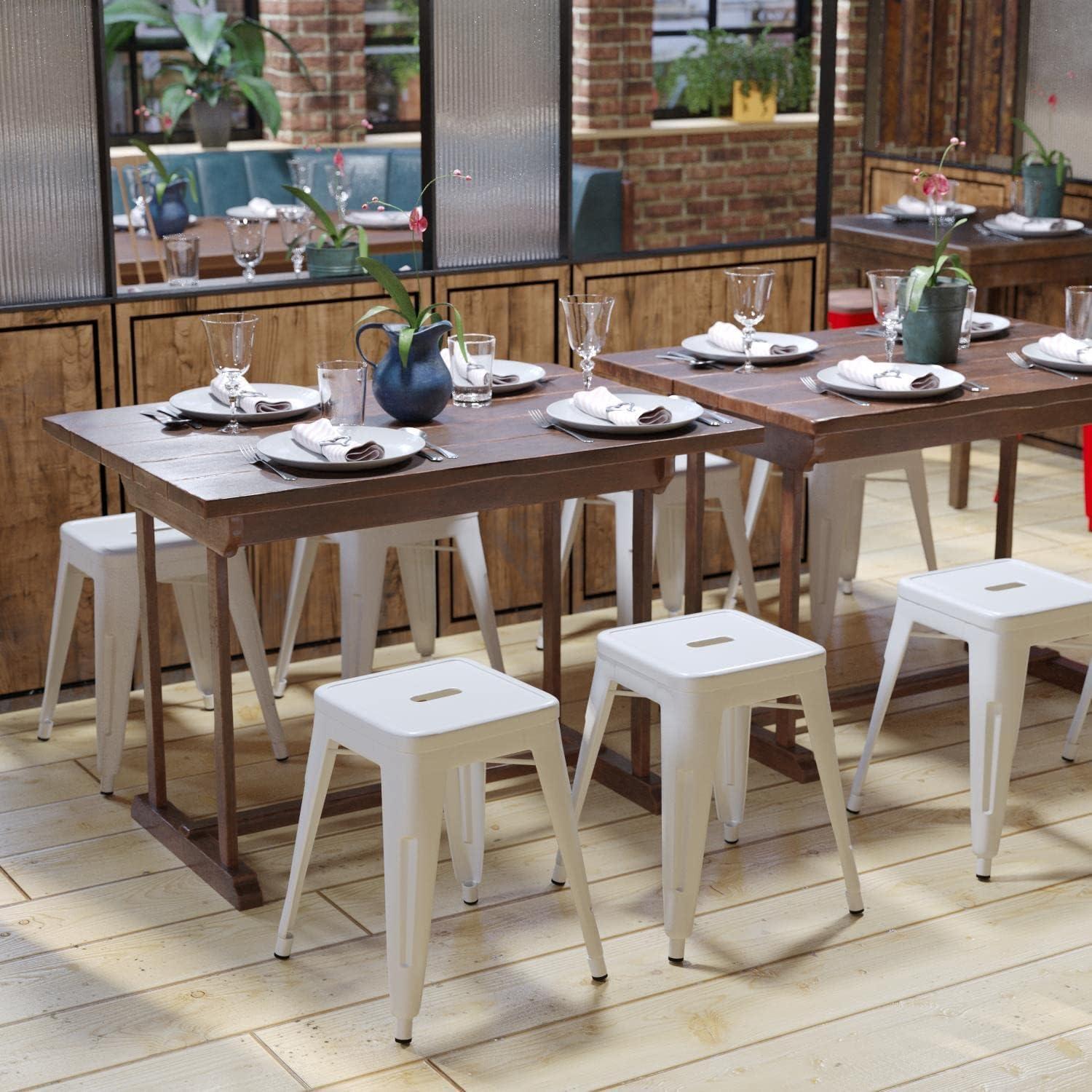 image:imageFlash Furniture Metal Dining Table Height Stool Backless Purple Kai Commercial Grade Stool 18 Inch Stackable Dining Chair Set of 4White