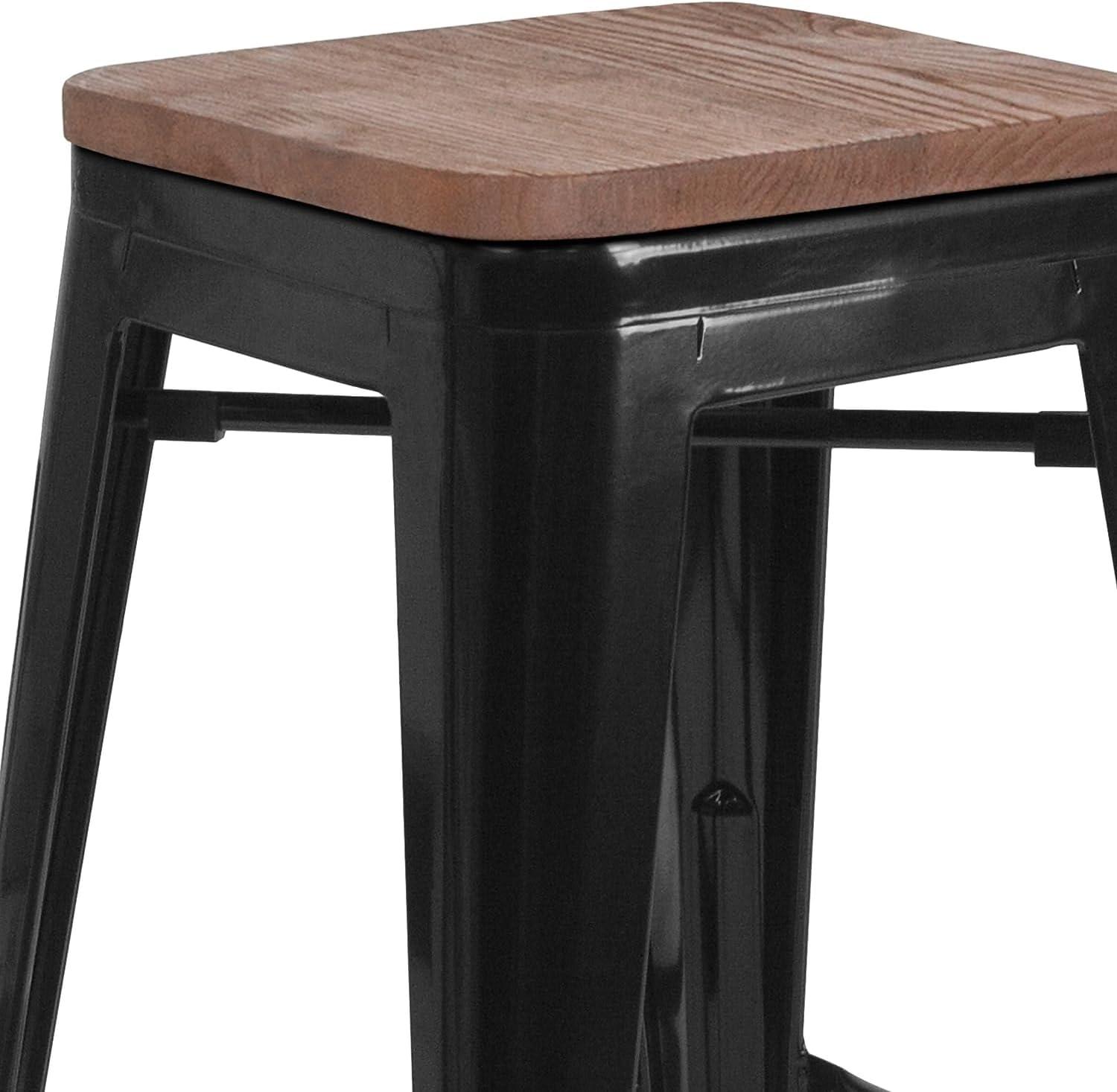 image:imageFlash Furniture MetalWood Colorful Restaurant Counter Stools Red Pack of 1Black