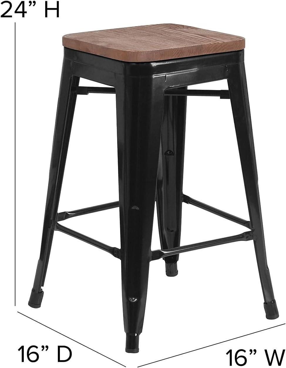 image:imageFlash Furniture MetalWood Colorful Restaurant Counter Stools Red Pack of 1Black