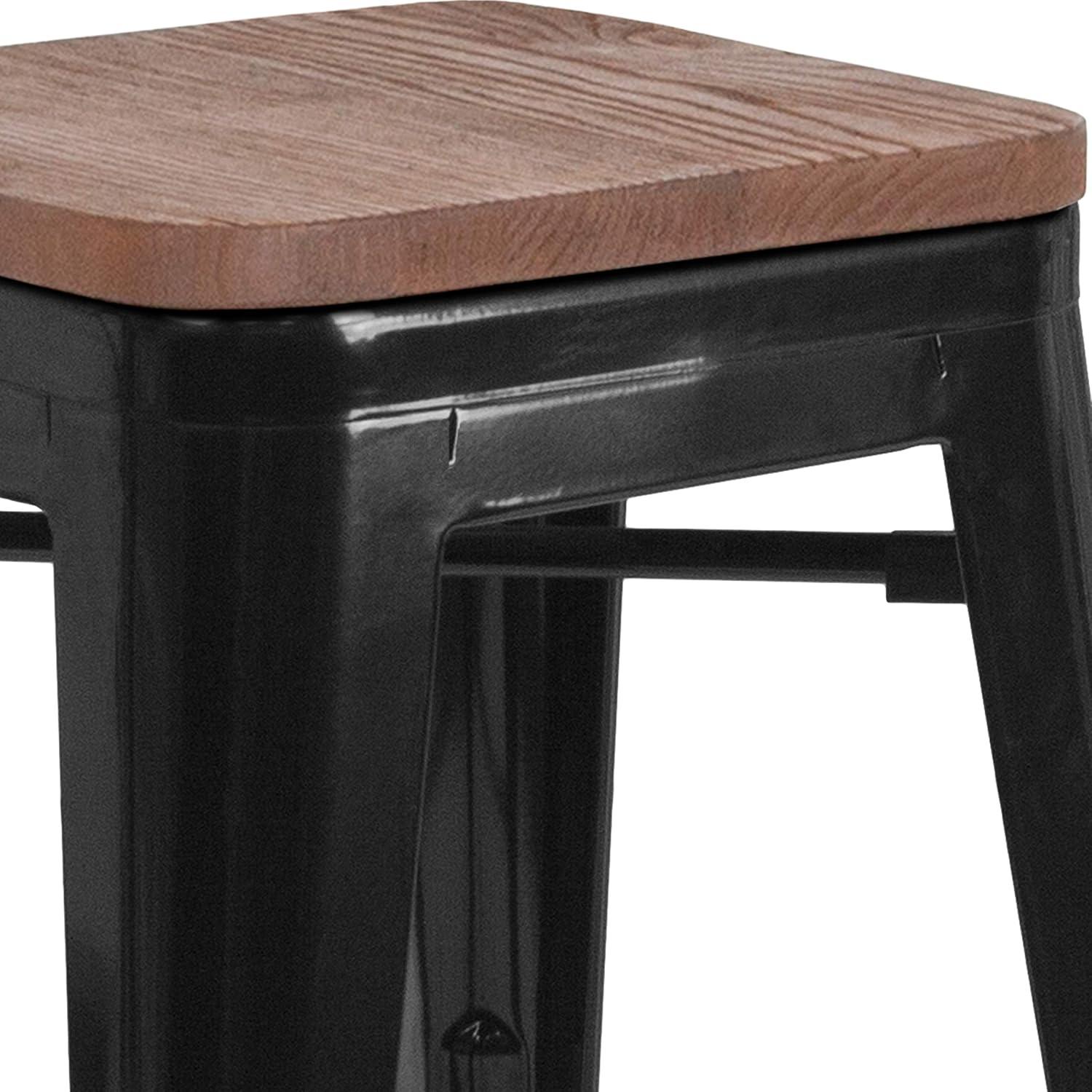 image:imageFlash Furniture MetalWood Colorful Restaurant Counter Stools Red Pack of 1Black
