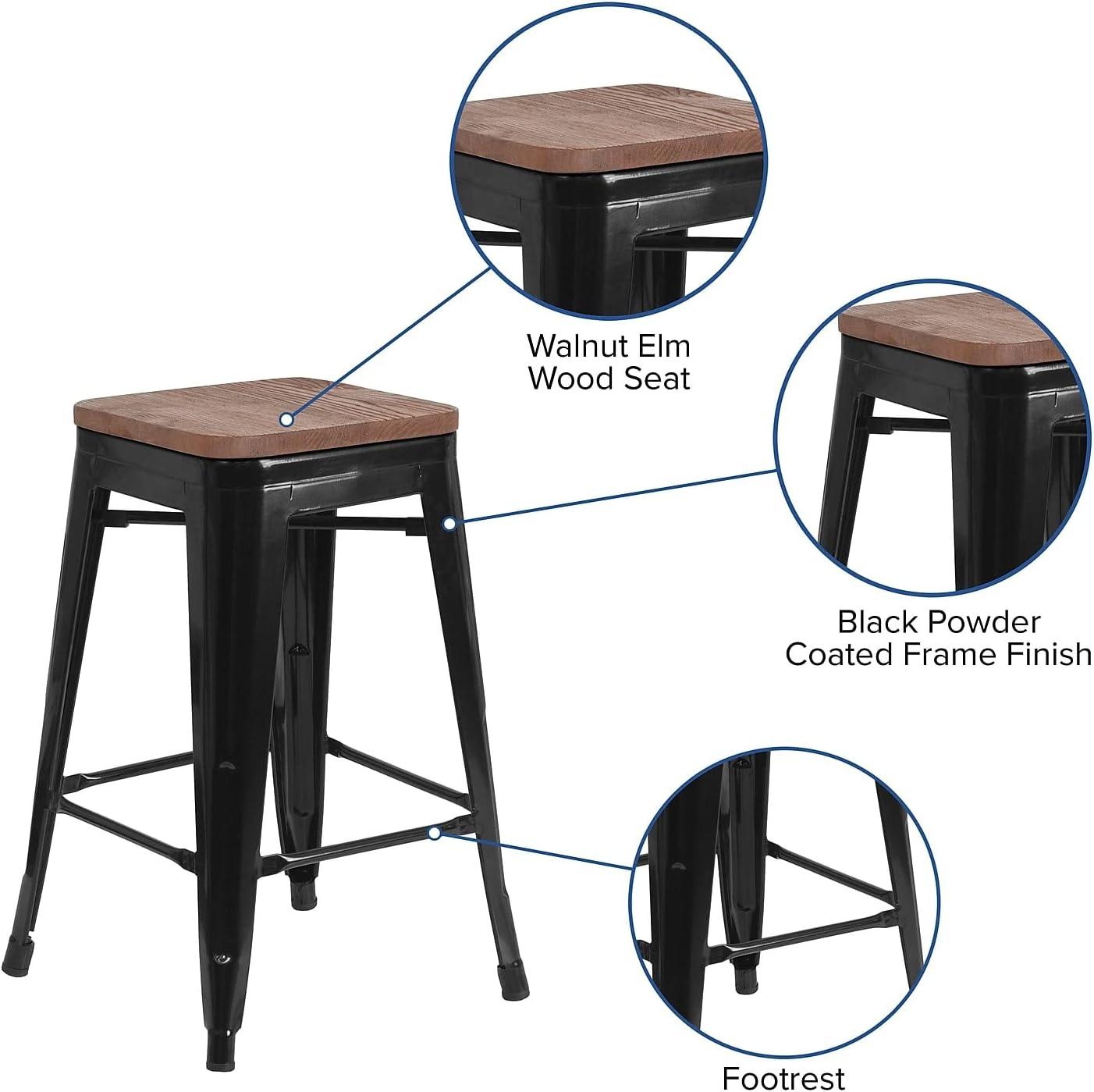 image:imageFlash Furniture MetalWood Colorful Restaurant Counter Stools Red Pack of 1Black