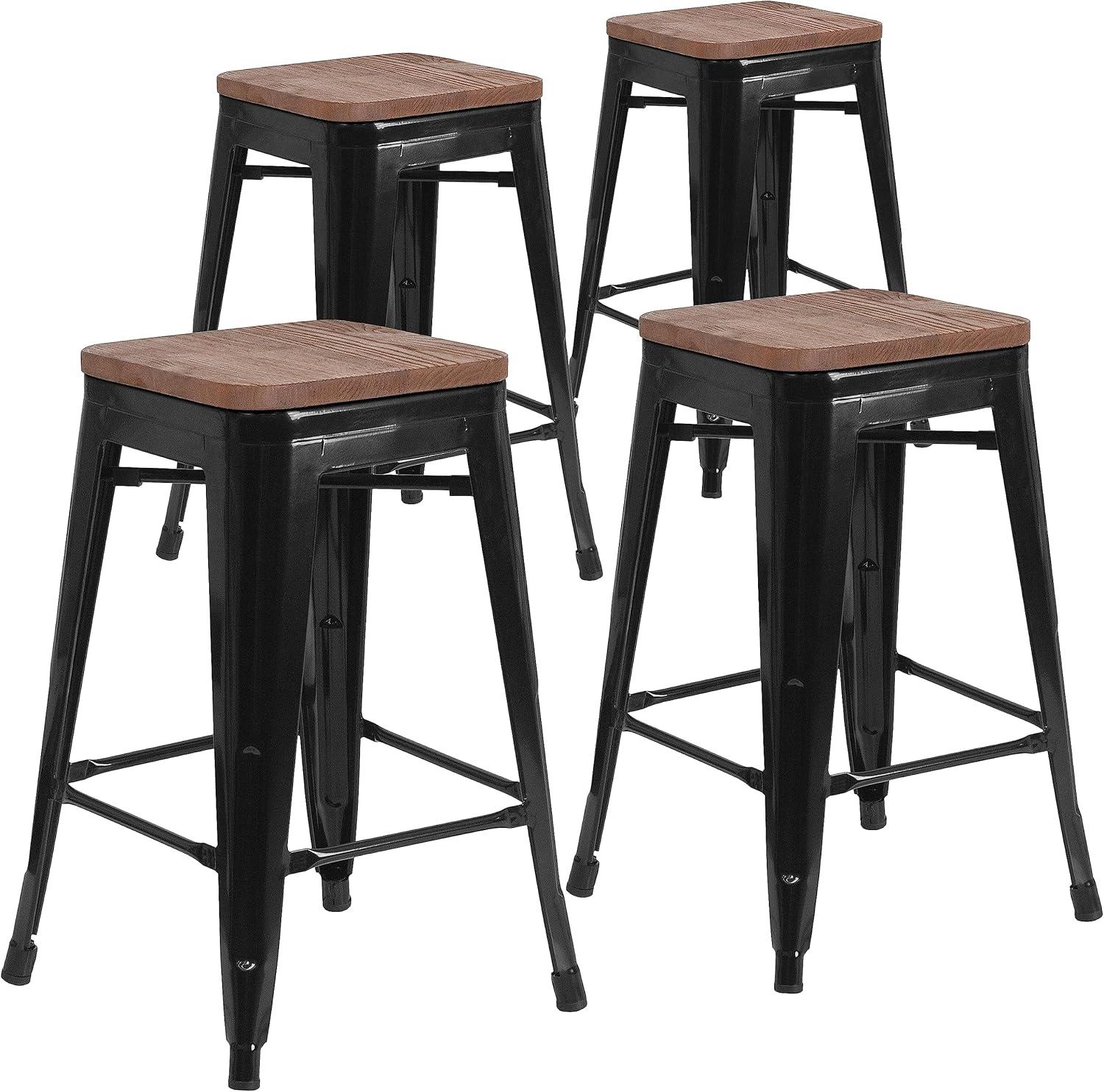 image:imageFlash Furniture MetalWood Colorful Restaurant Counter Stools Red Pack of 1Black