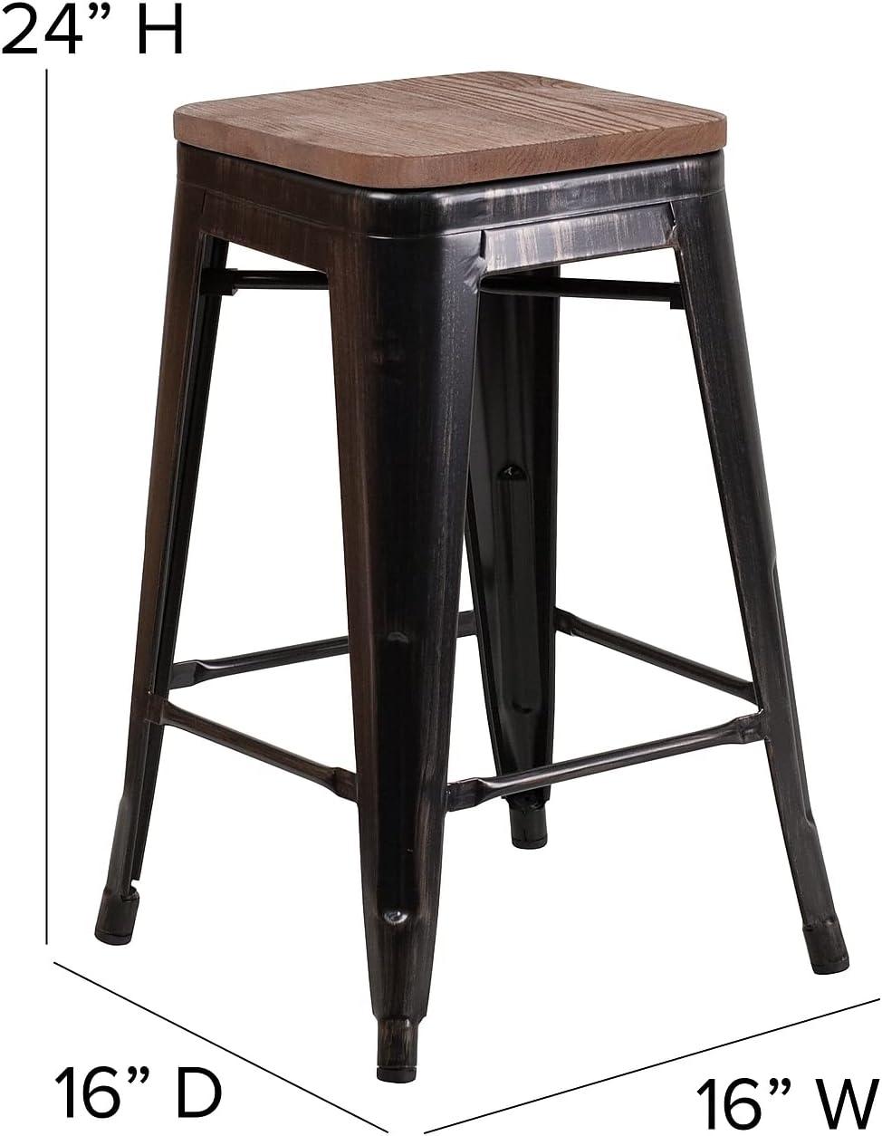 image:imageFlash Furniture MetalWood Colorful Restaurant Counter Stools Red Pack of 1Blackantique Gold