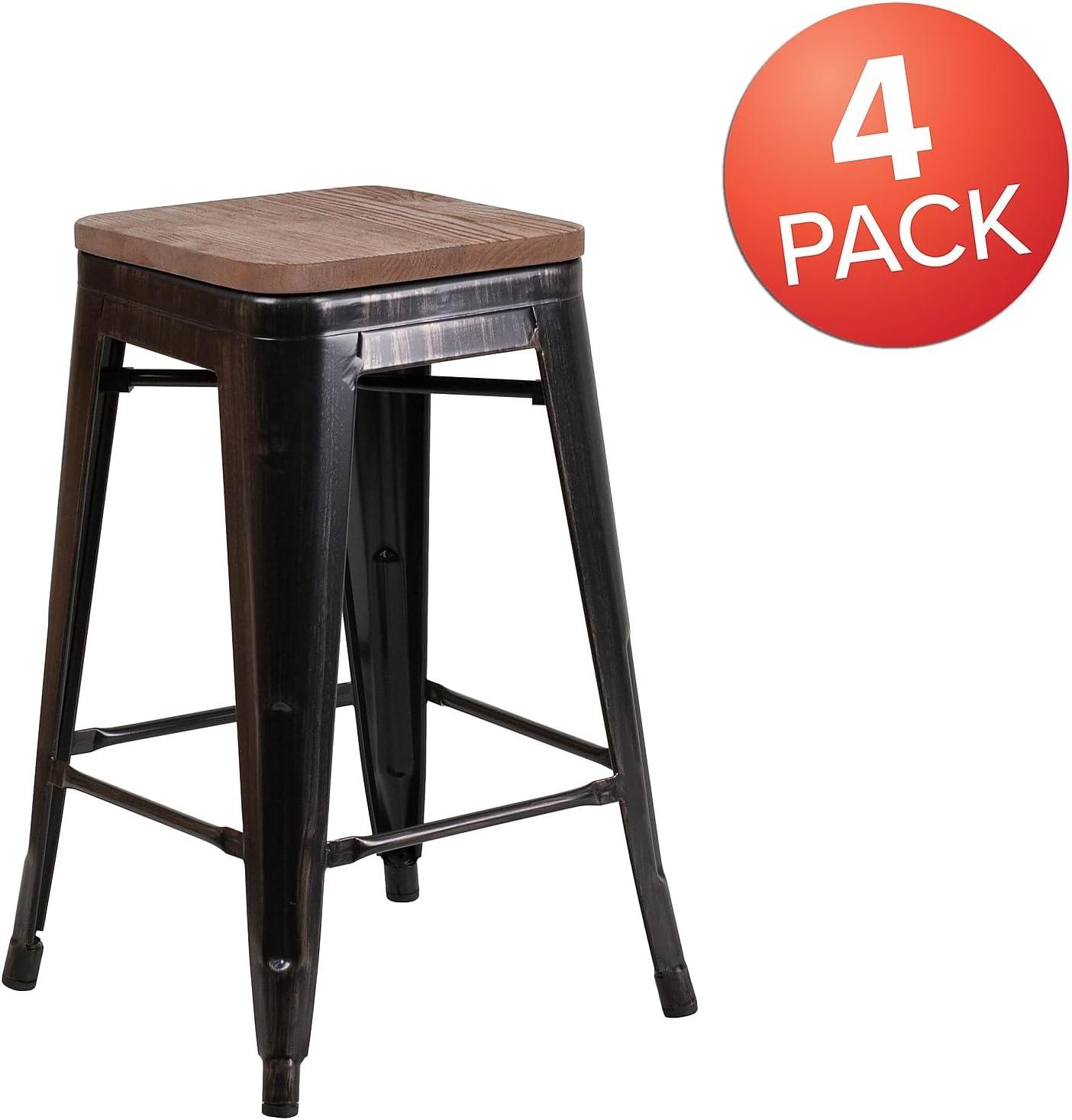 image:imageFlash Furniture MetalWood Colorful Restaurant Counter Stools Red Pack of 1Blackantique Gold
