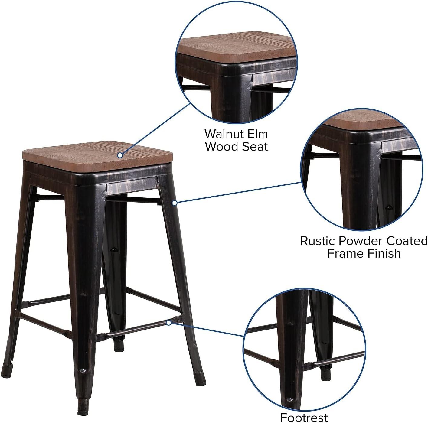 image:imageFlash Furniture MetalWood Colorful Restaurant Counter Stools Red Pack of 1Blackantique Gold