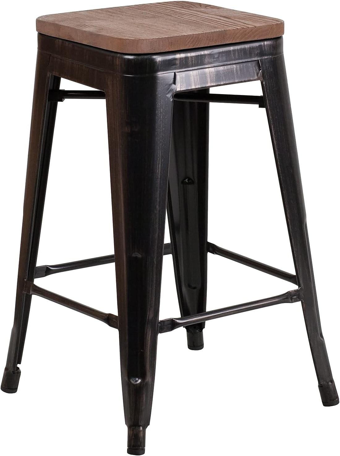 image:imageFlash Furniture MetalWood Colorful Restaurant Counter Stools Red Pack of 1Blackantique Gold