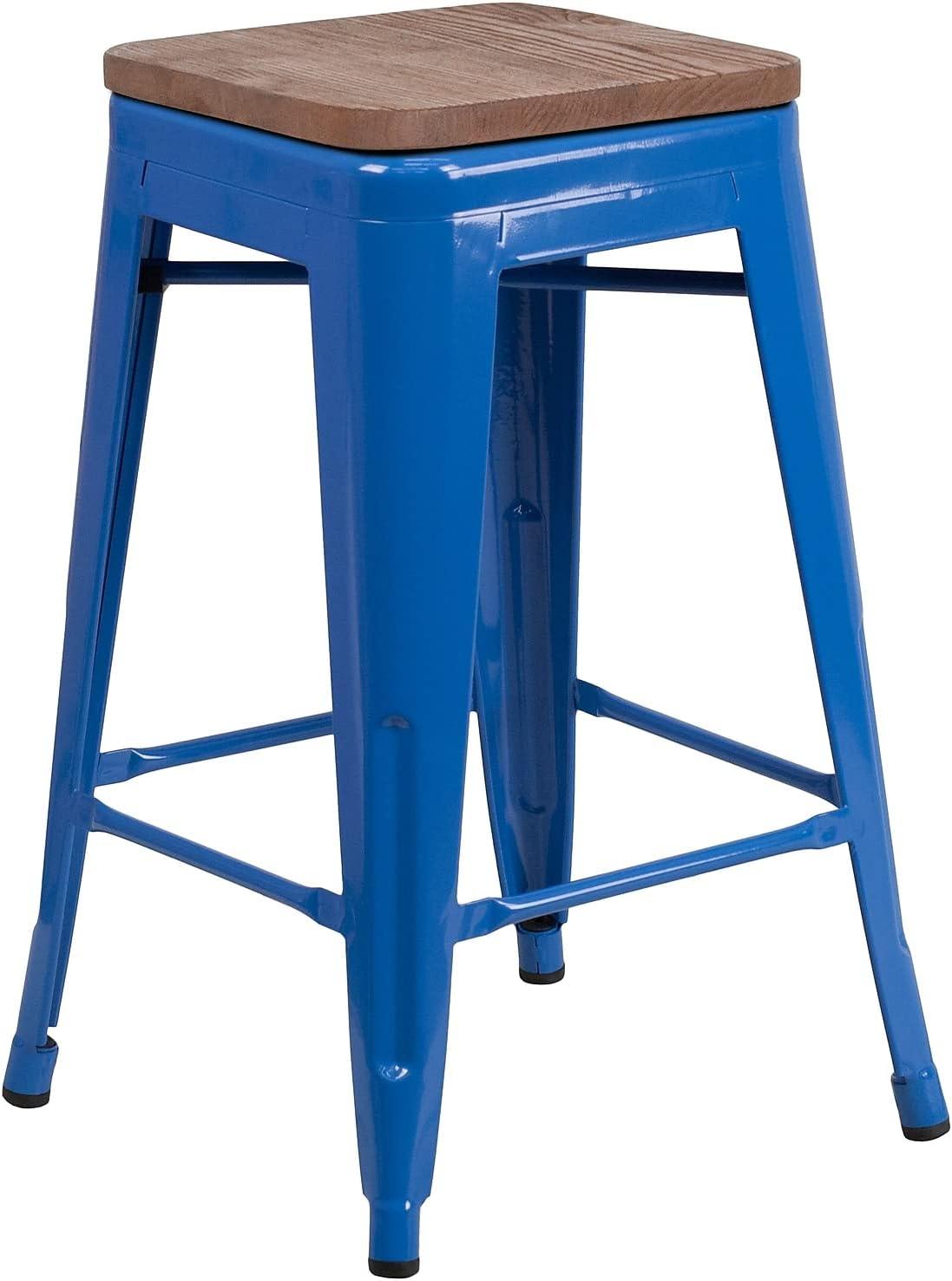 image:imageFlash Furniture MetalWood Colorful Restaurant Counter Stools Red Pack of 1Blue