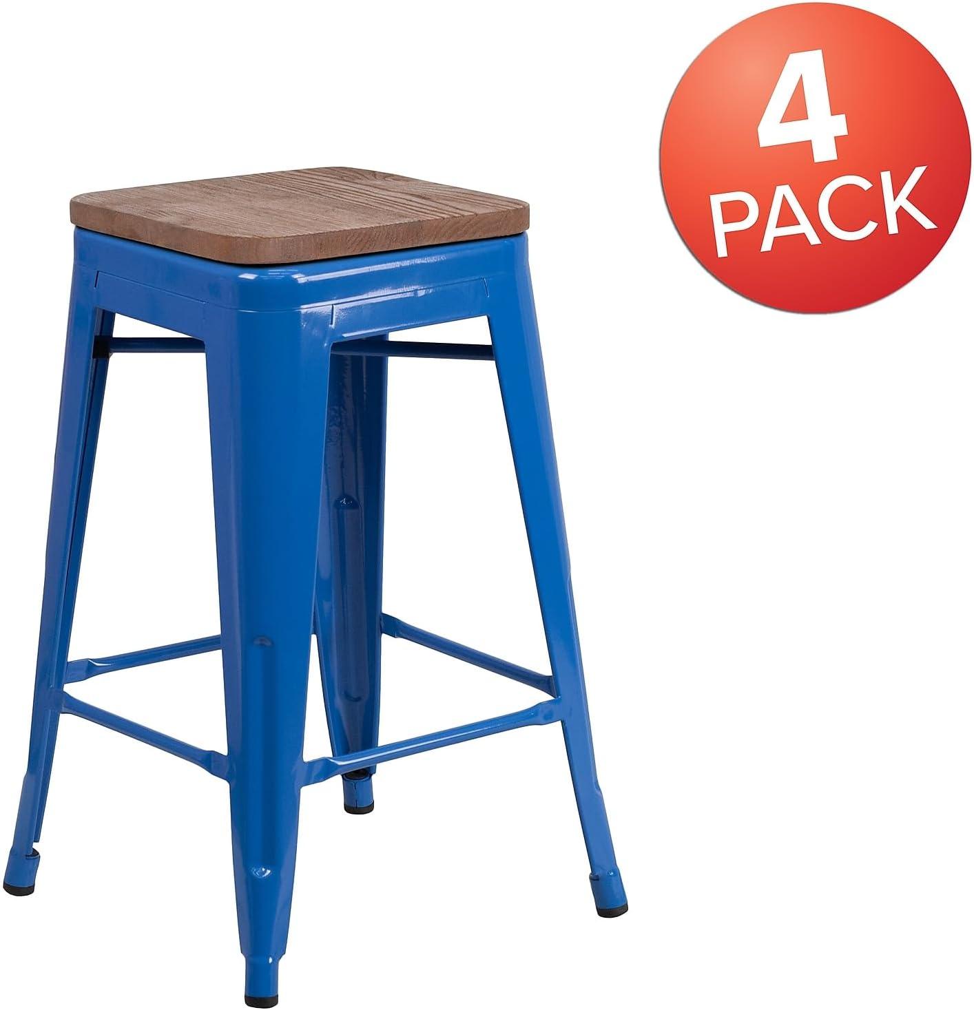image:imageFlash Furniture MetalWood Colorful Restaurant Counter Stools Red Pack of 1Blue