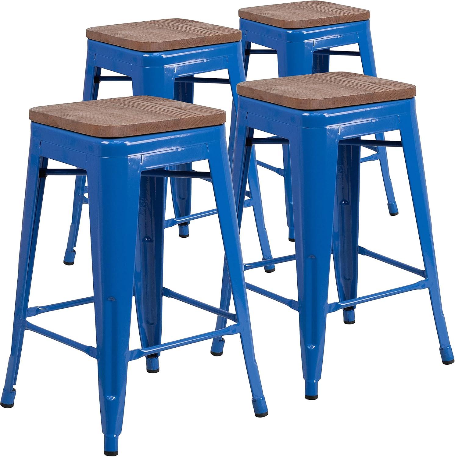 image:imageFlash Furniture MetalWood Colorful Restaurant Counter Stools Red Pack of 1Blue