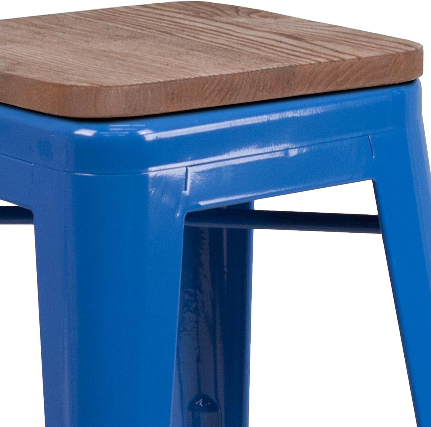 image:imageFlash Furniture MetalWood Colorful Restaurant Counter Stools Red Pack of 1Blue