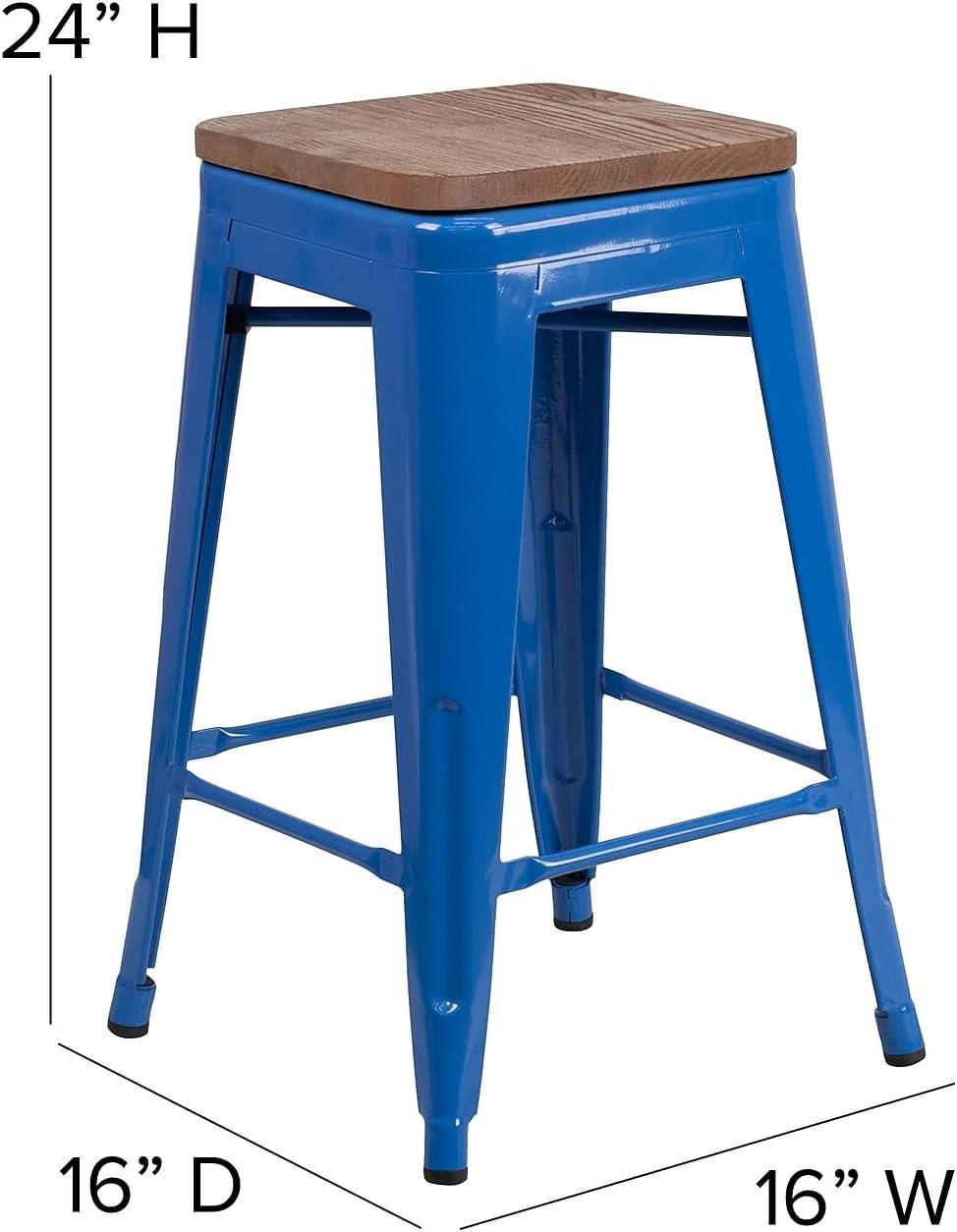 image:imageFlash Furniture MetalWood Colorful Restaurant Counter Stools Red Pack of 1Blue