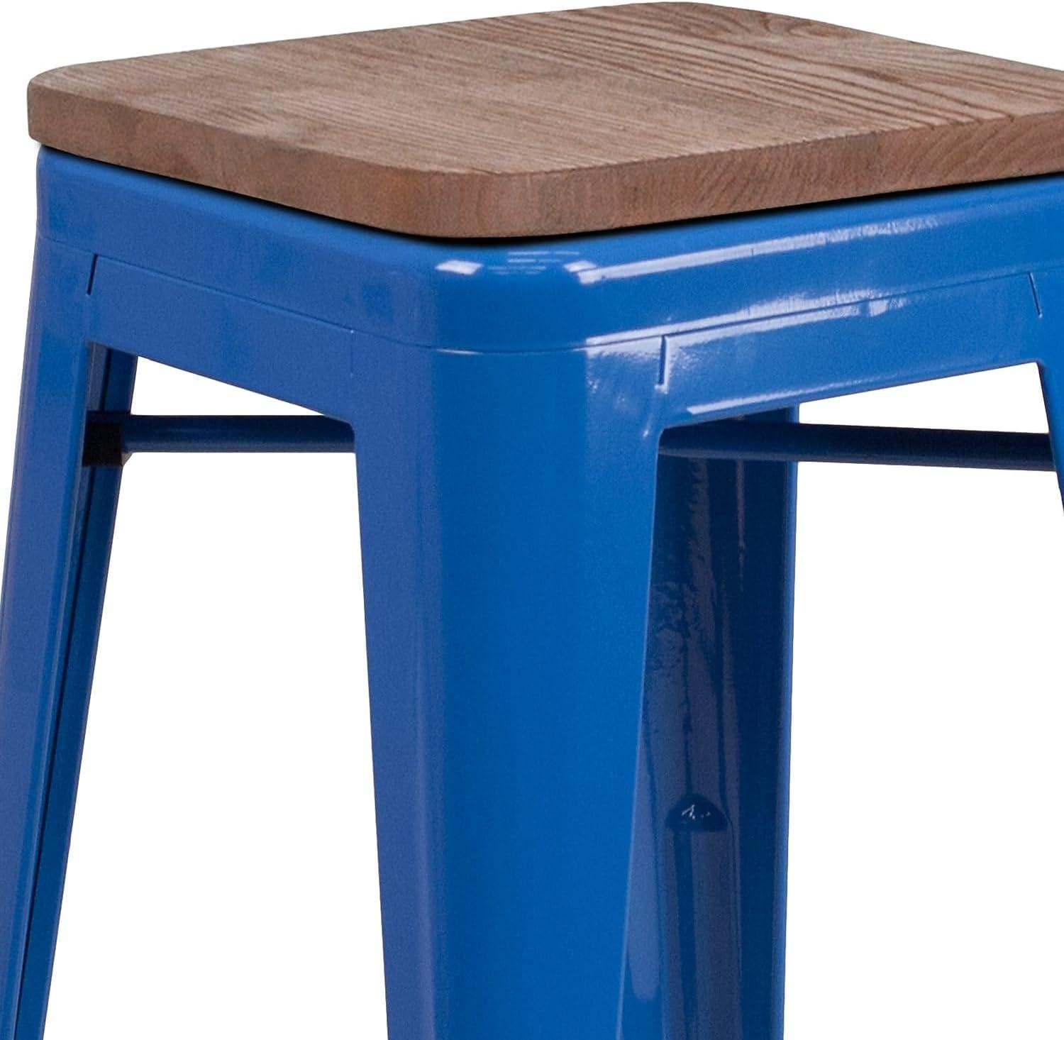 image:imageFlash Furniture MetalWood Colorful Restaurant Counter Stools Red Pack of 1Blue