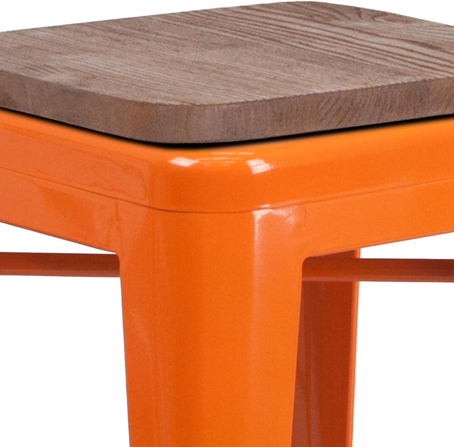 image:imageFlash Furniture MetalWood Colorful Restaurant Counter Stools Red Pack of 1Orange