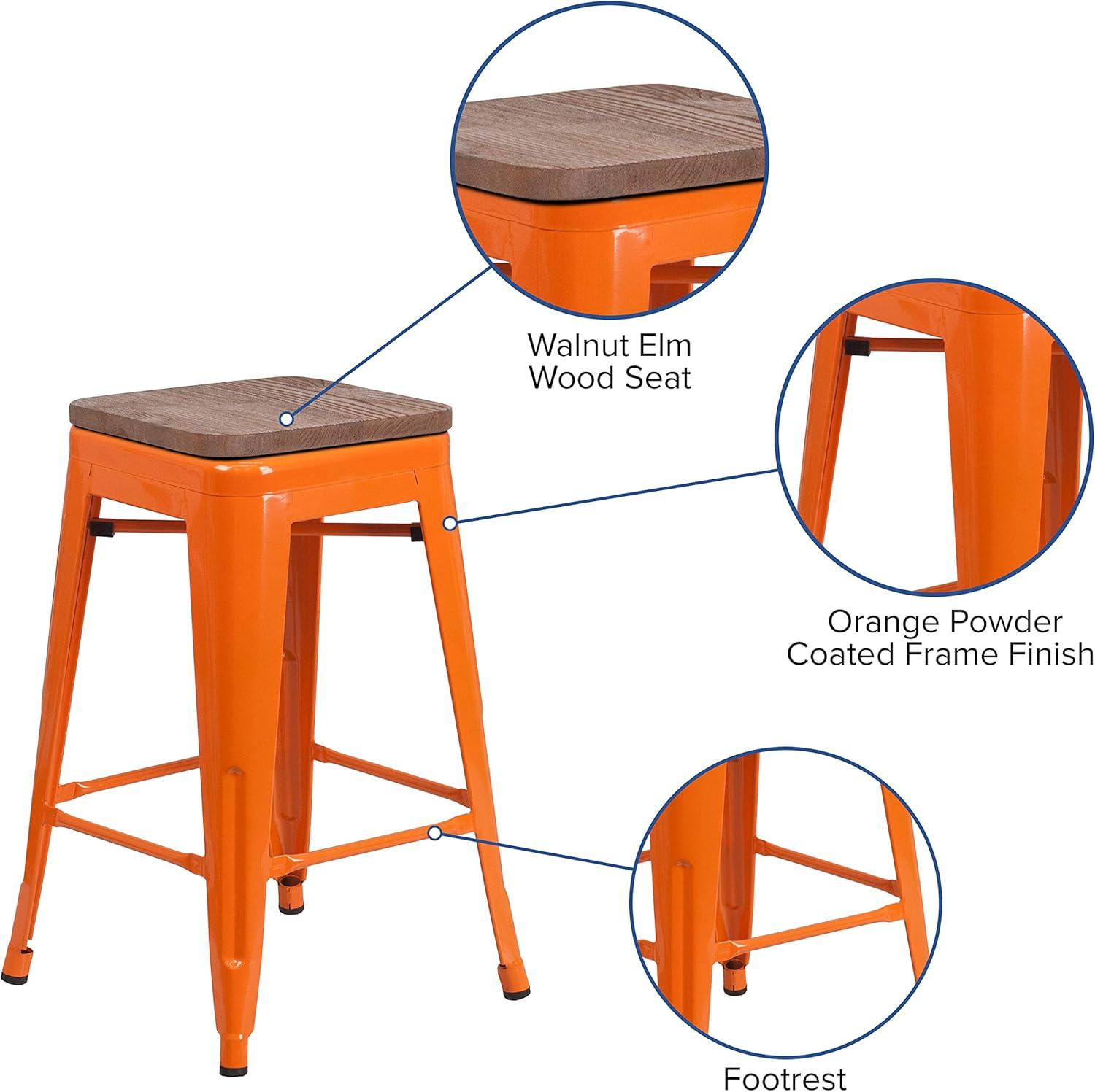 image:imageFlash Furniture MetalWood Colorful Restaurant Counter Stools Red Pack of 1Orange