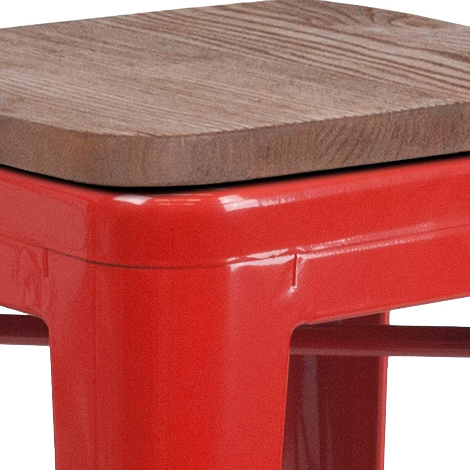 image:imageFlash Furniture MetalWood Colorful Restaurant Counter Stools Red Pack of 1Red