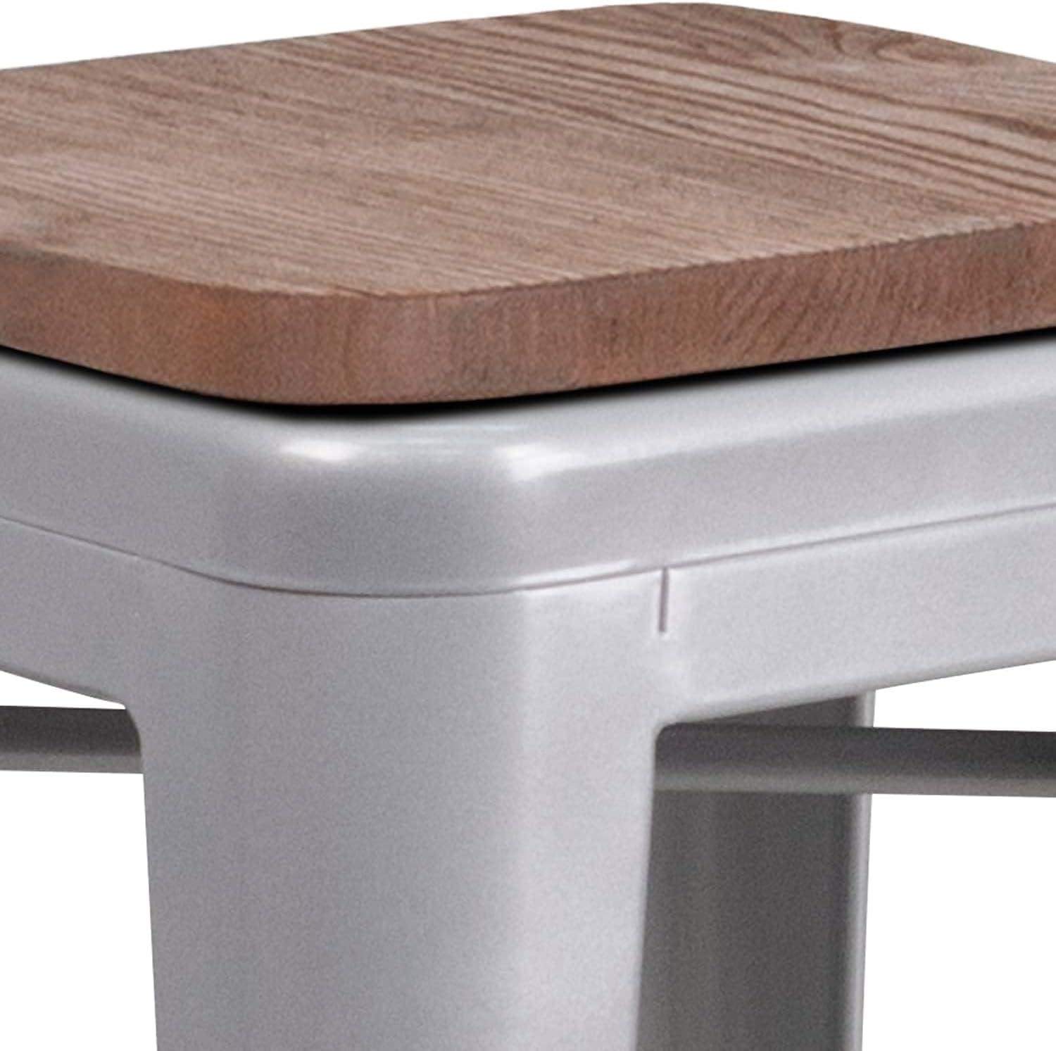 image:imageFlash Furniture MetalWood Colorful Restaurant Counter Stools Red Pack of 1Silver