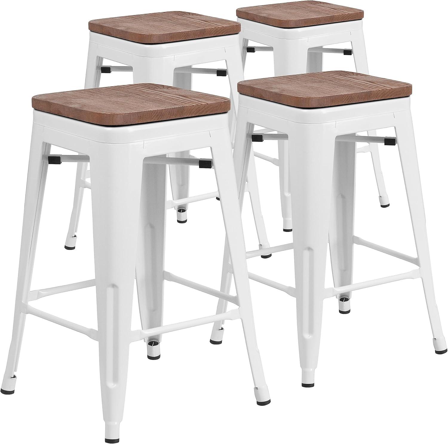 image:imageFlash Furniture MetalWood Colorful Restaurant Counter Stools Red Pack of 1White