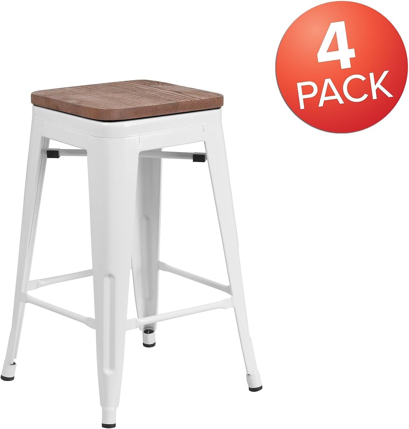 image:imageFlash Furniture MetalWood Colorful Restaurant Counter Stools Red Pack of 1White