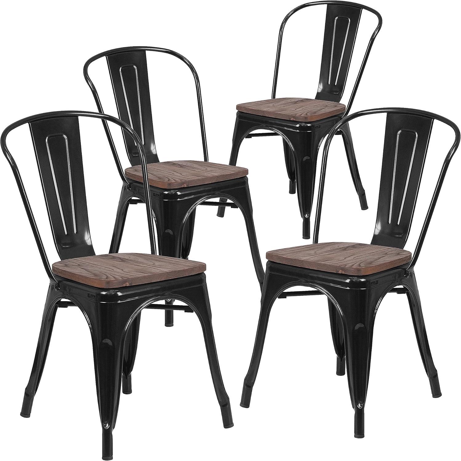 image:imageFlash Furniture Perry Metal Stackable Chair with Wood Seat 1 Pack BlueBlack