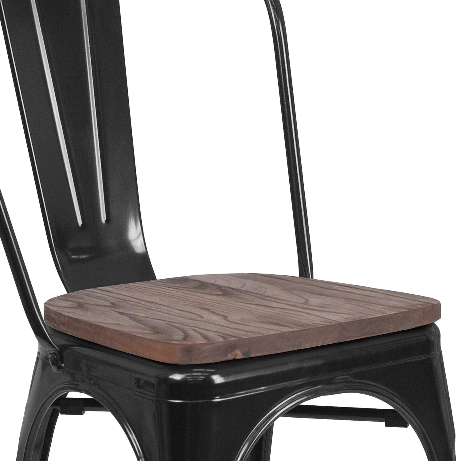 image:imageFlash Furniture Perry Metal Stackable Chair with Wood Seat 1 Pack BlueBlack