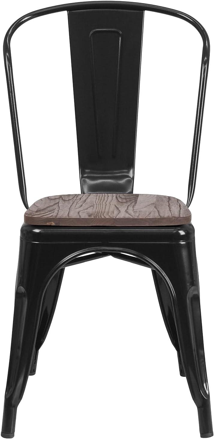 image:imageFlash Furniture Perry Metal Stackable Chair with Wood Seat 1 Pack BlueBlack