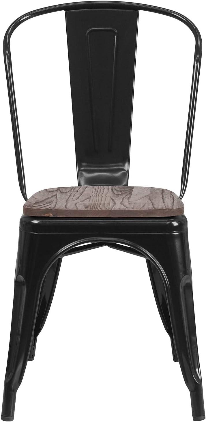 image:imageFlash Furniture Perry Metal Stackable Chair with Wood Seat 1 Pack BlueBlack
