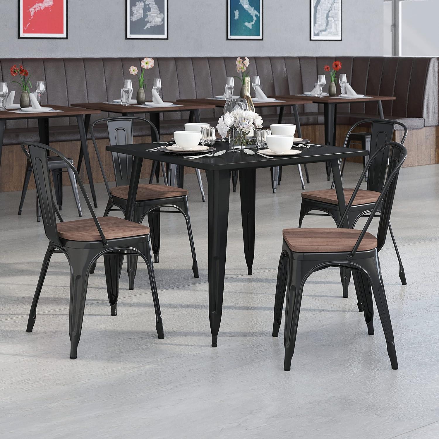 image:imageFlash Furniture Perry Metal Stackable Chair with Wood Seat 1 Pack BlueBlack