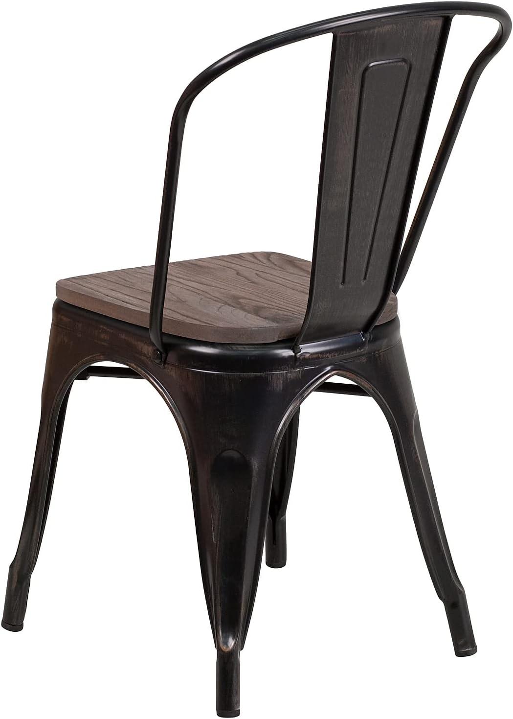 image:imageFlash Furniture Perry Metal Stackable Chair with Wood Seat 1 Pack BlueBlackantique Gold