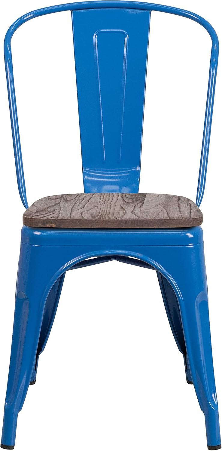 image:imageFlash Furniture Perry Metal Stackable Chair with Wood Seat 1 Pack BlueBlue