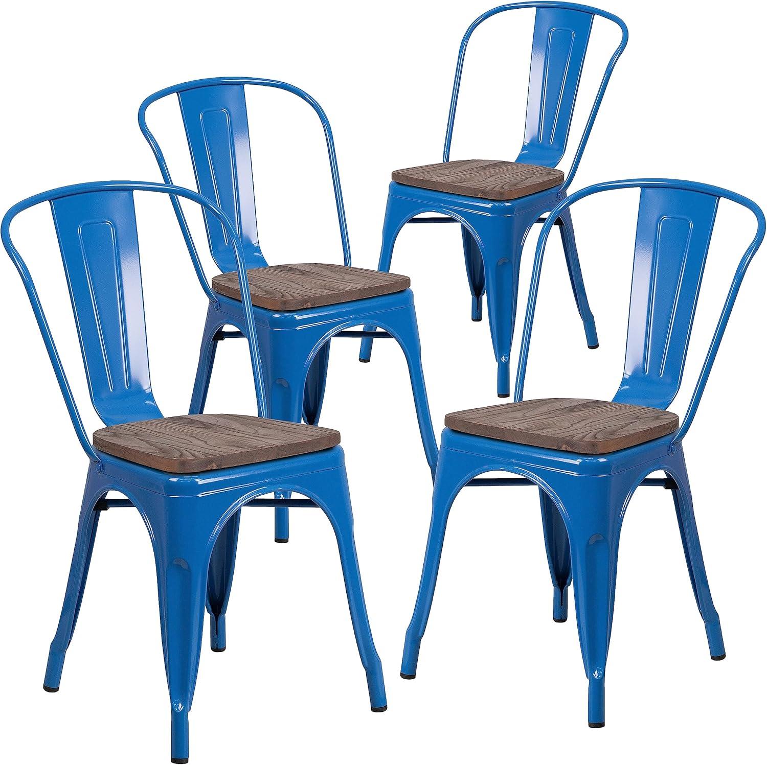 image:imageFlash Furniture Perry Metal Stackable Chair with Wood Seat 1 Pack BlueBlue