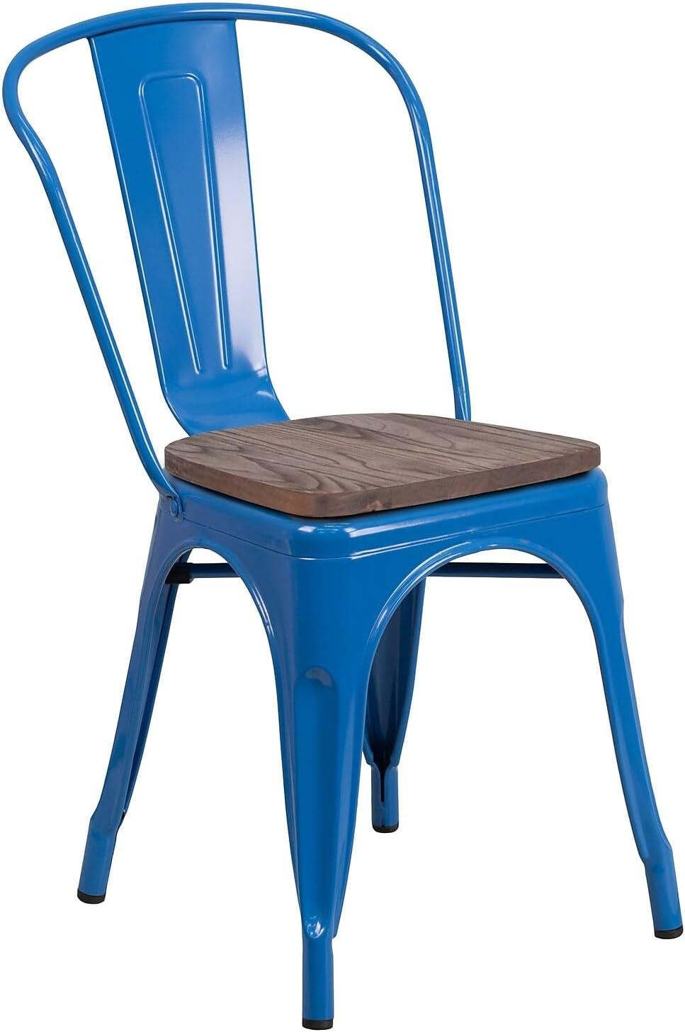 image:imageFlash Furniture Perry Metal Stackable Chair with Wood Seat 1 Pack BlueBlue
