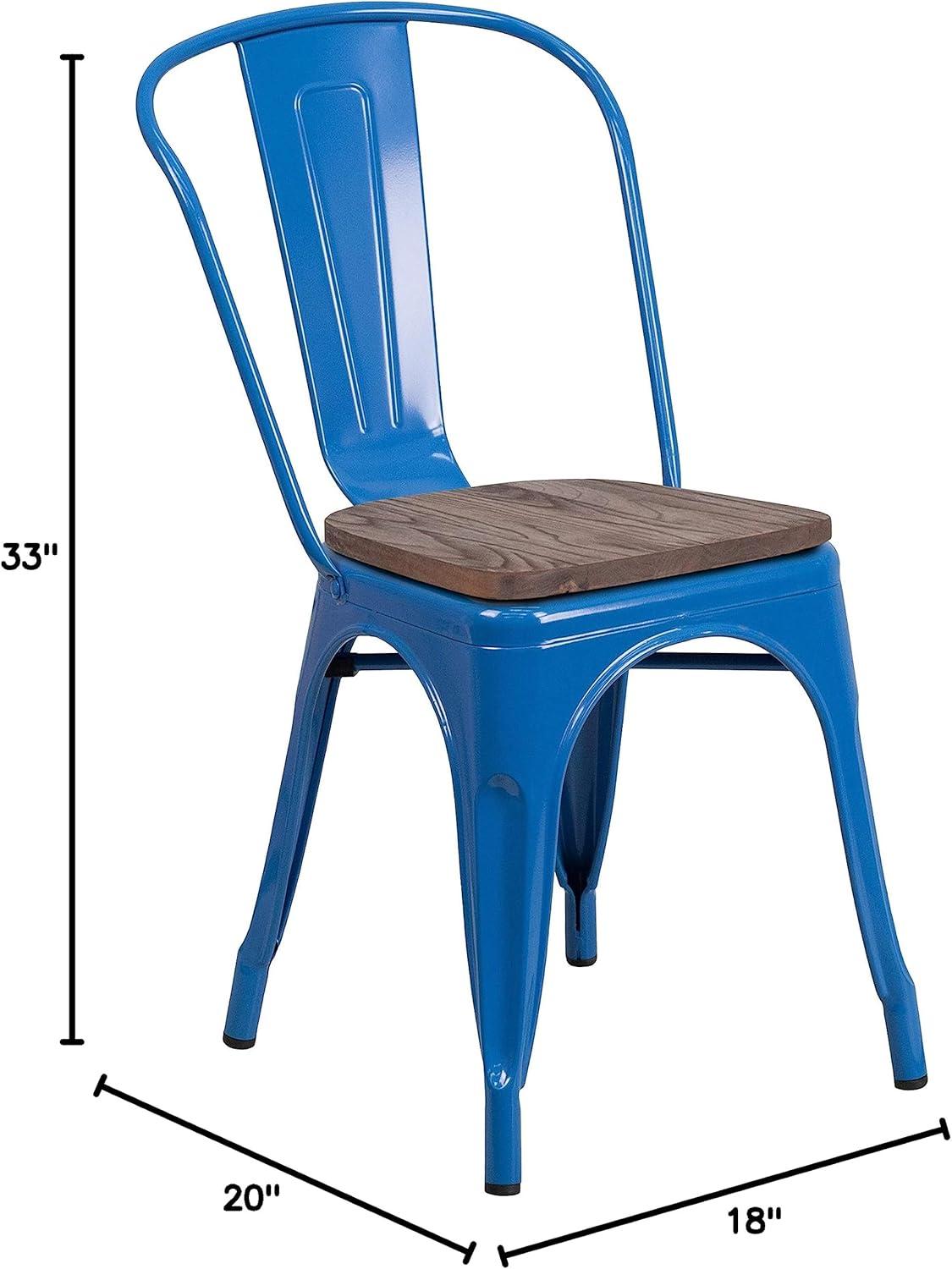 image:imageFlash Furniture Perry Metal Stackable Chair with Wood Seat 1 Pack BlueBlue