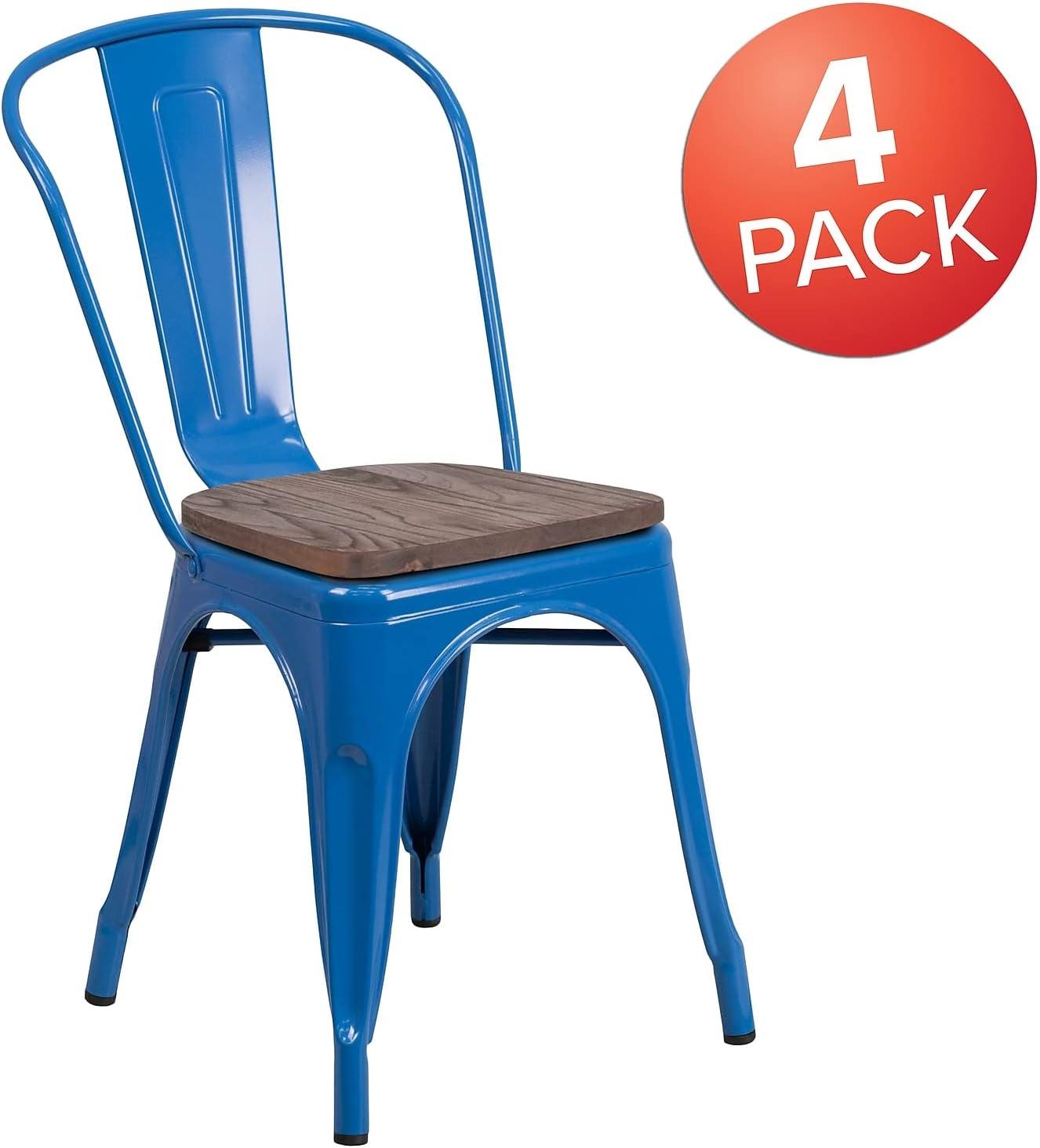 image:imageFlash Furniture Perry Metal Stackable Chair with Wood Seat 1 Pack BlueBlue