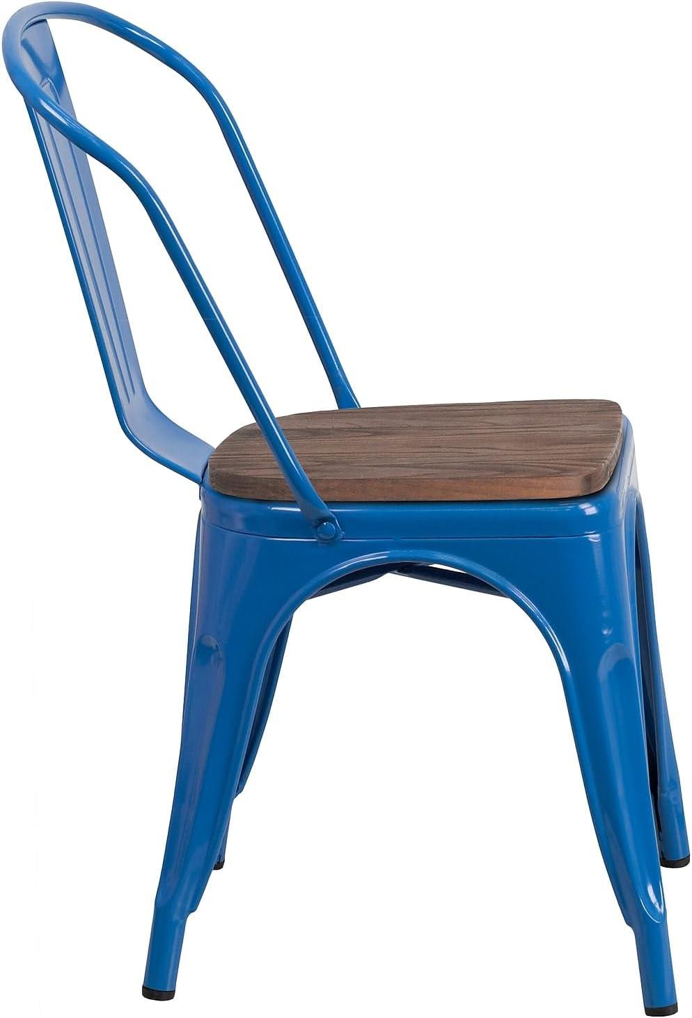 image:imageFlash Furniture Perry Metal Stackable Chair with Wood Seat 1 Pack BlueBlue
