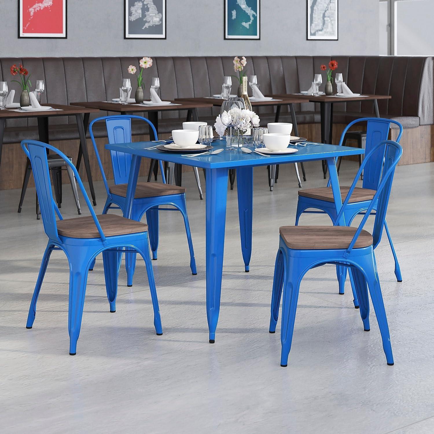 image:imageFlash Furniture Perry Metal Stackable Chair with Wood Seat 1 Pack BlueBlue