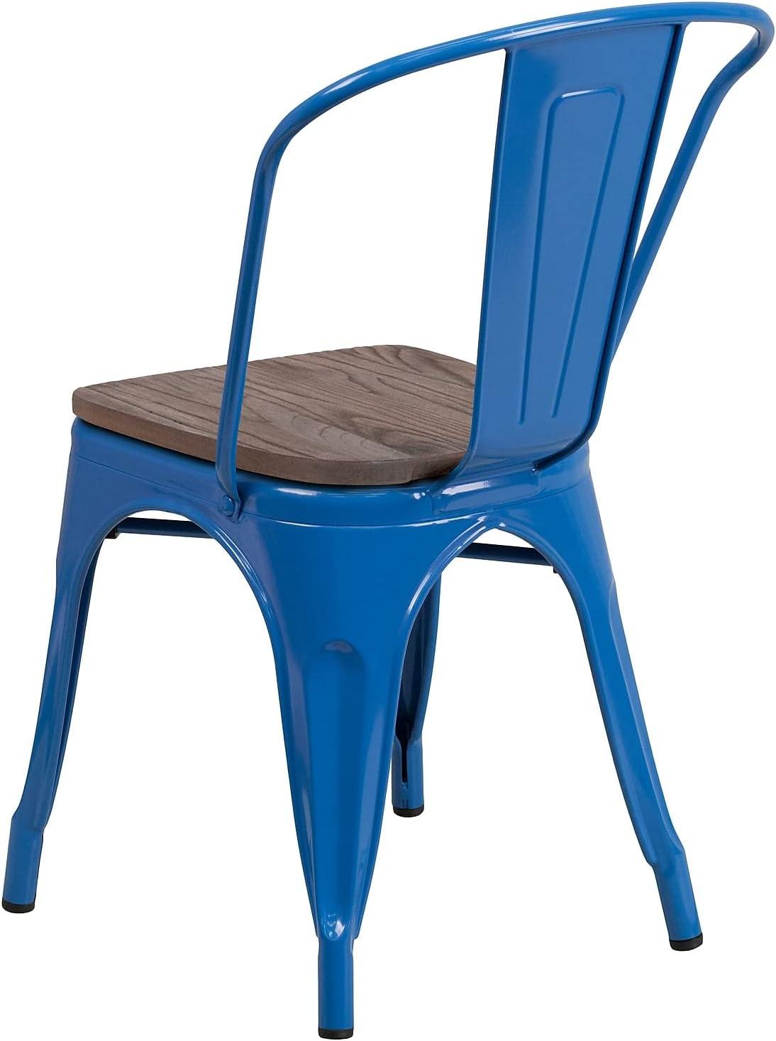 image:imageFlash Furniture Perry Metal Stackable Chair with Wood Seat 1 Pack BlueBlue