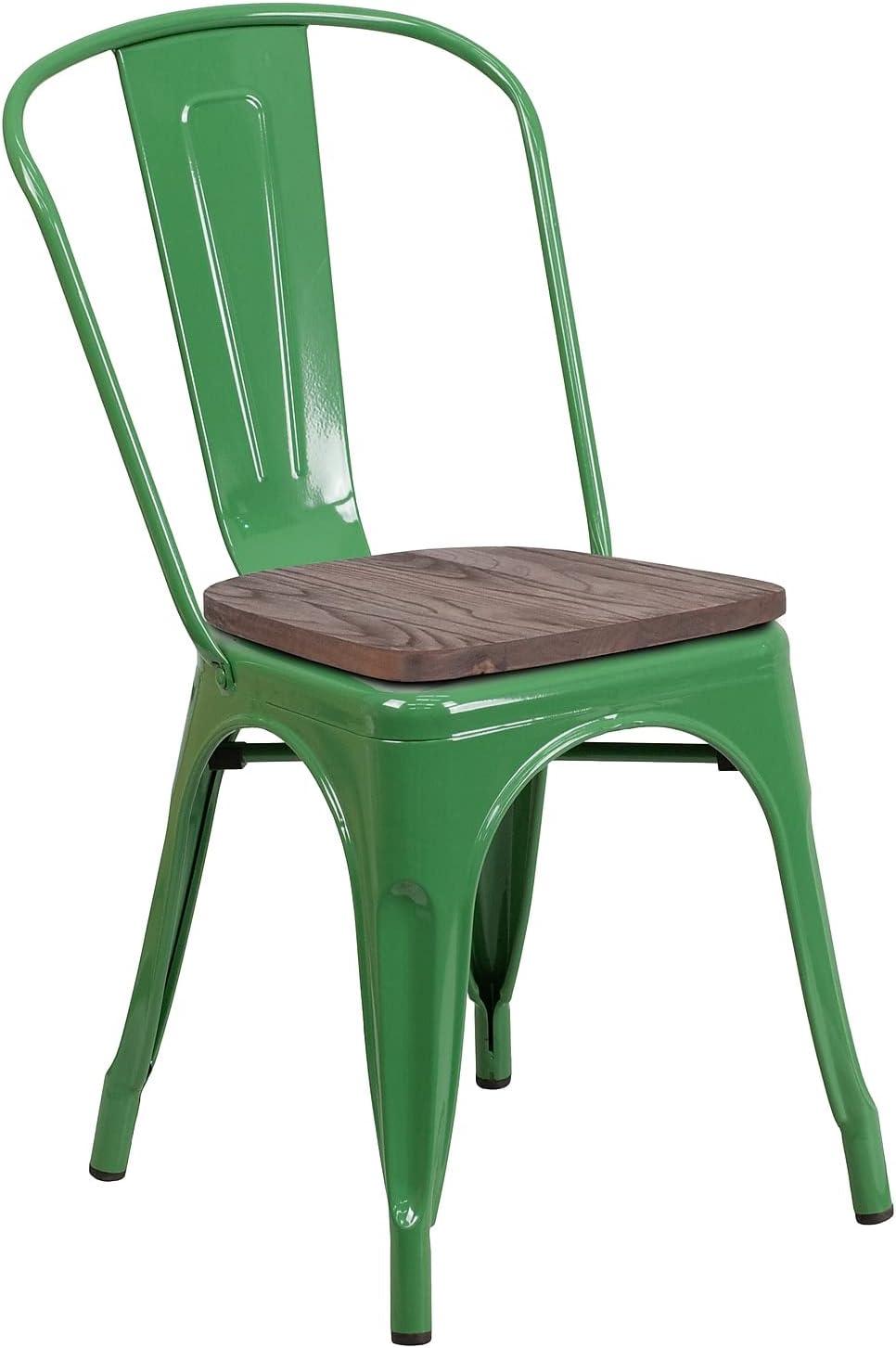 image:imageFlash Furniture Perry Metal Stackable Chair with Wood Seat 1 Pack BlueGreen