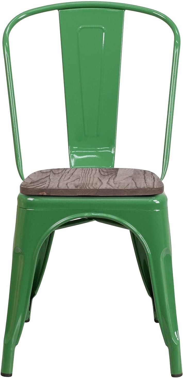image:imageFlash Furniture Perry Metal Stackable Chair with Wood Seat 1 Pack BlueGreen