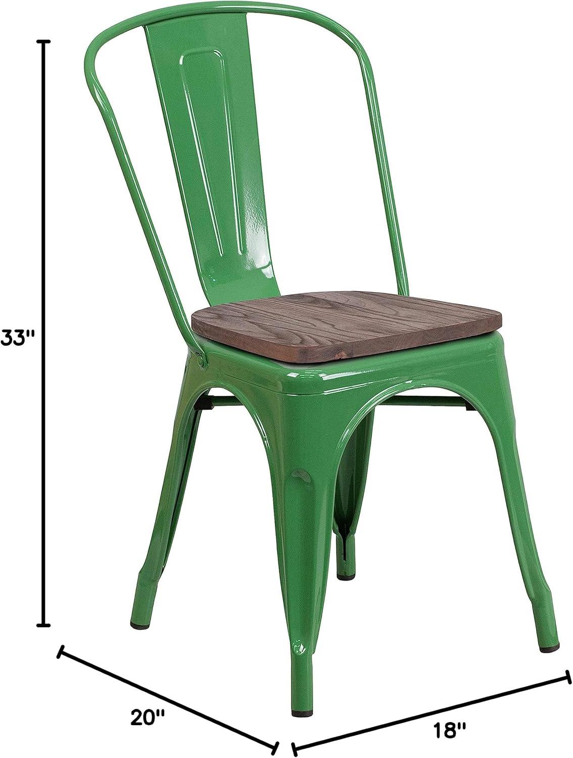 image:imageFlash Furniture Perry Metal Stackable Chair with Wood Seat 1 Pack BlueGreen