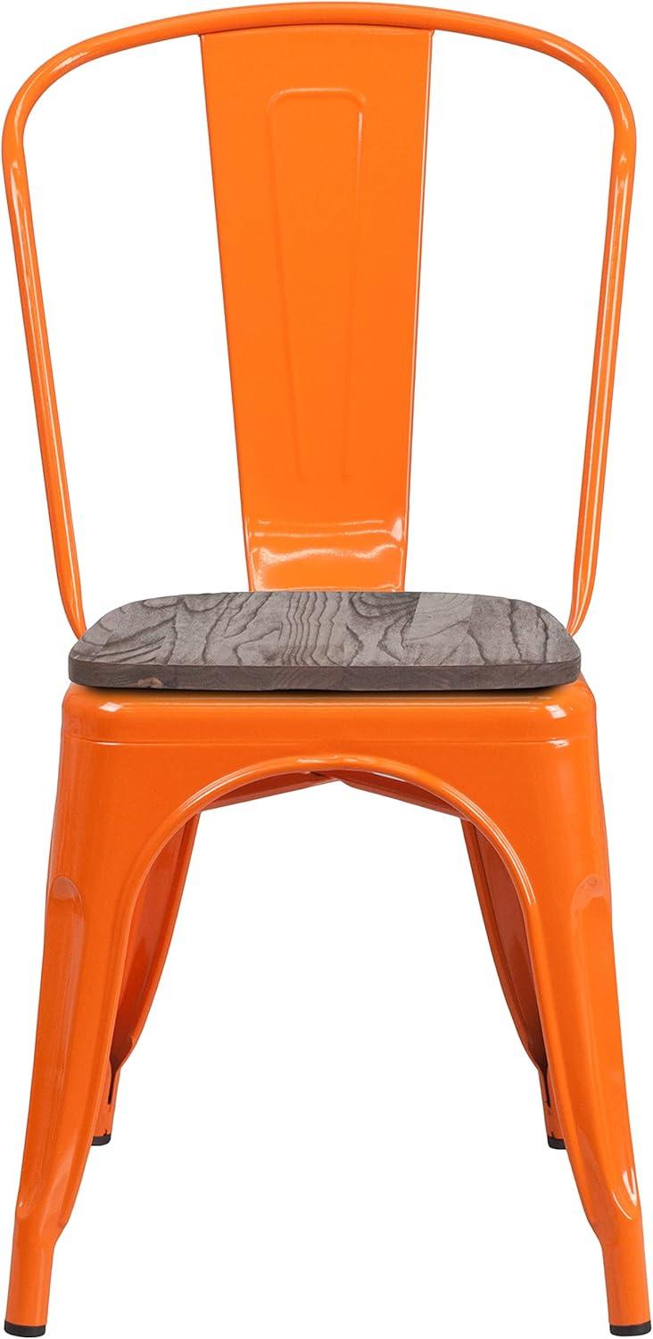 image:imageFlash Furniture Perry Metal Stackable Chair with Wood Seat 1 Pack BlueOrange