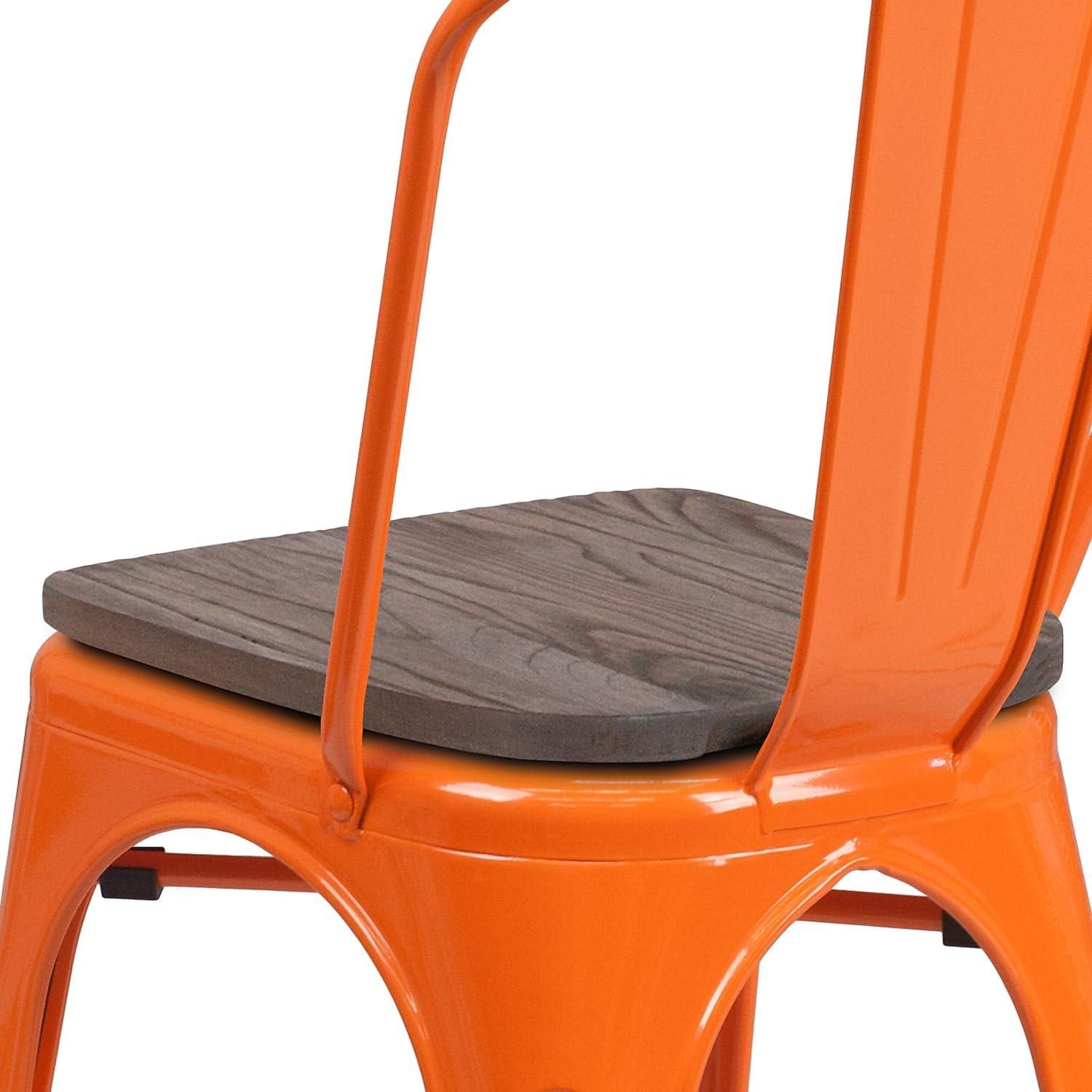 image:imageFlash Furniture Perry Metal Stackable Chair with Wood Seat 1 Pack BlueOrange