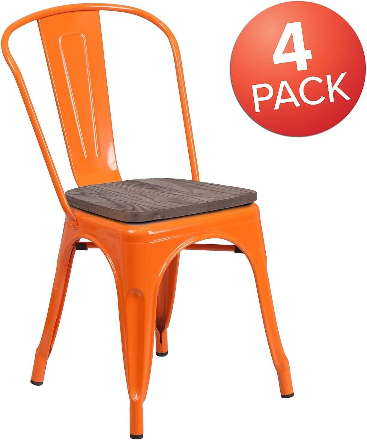 image:imageFlash Furniture Perry Metal Stackable Chair with Wood Seat 1 Pack BlueOrange