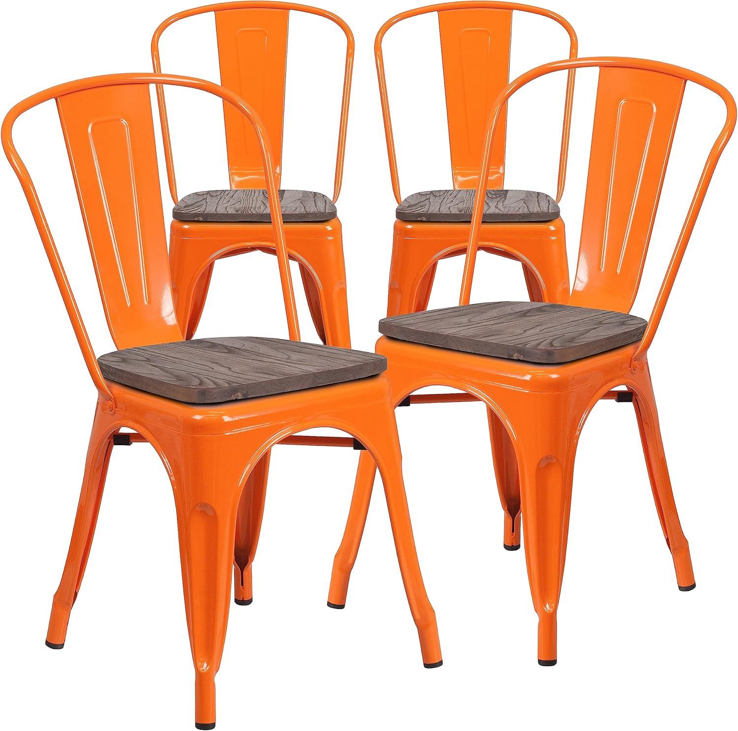 image:imageFlash Furniture Perry Metal Stackable Chair with Wood Seat 1 Pack BlueOrange