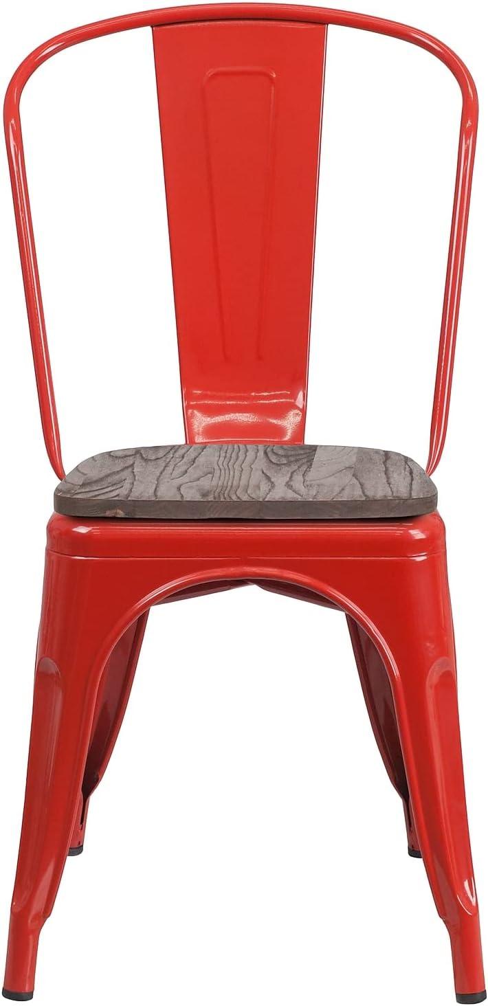 image:imageFlash Furniture Perry Metal Stackable Chair with Wood Seat 1 Pack BlueRed