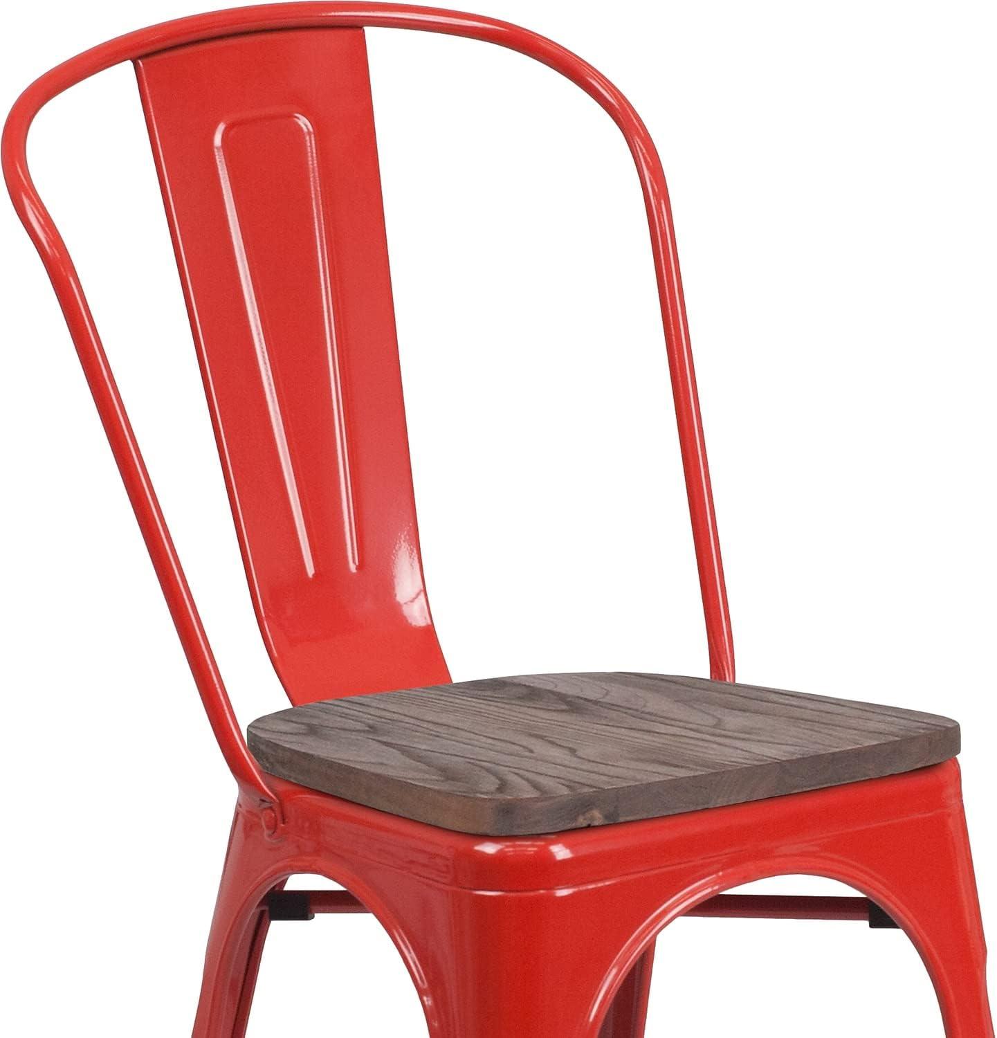 image:imageFlash Furniture Perry Metal Stackable Chair with Wood Seat 1 Pack BlueRed