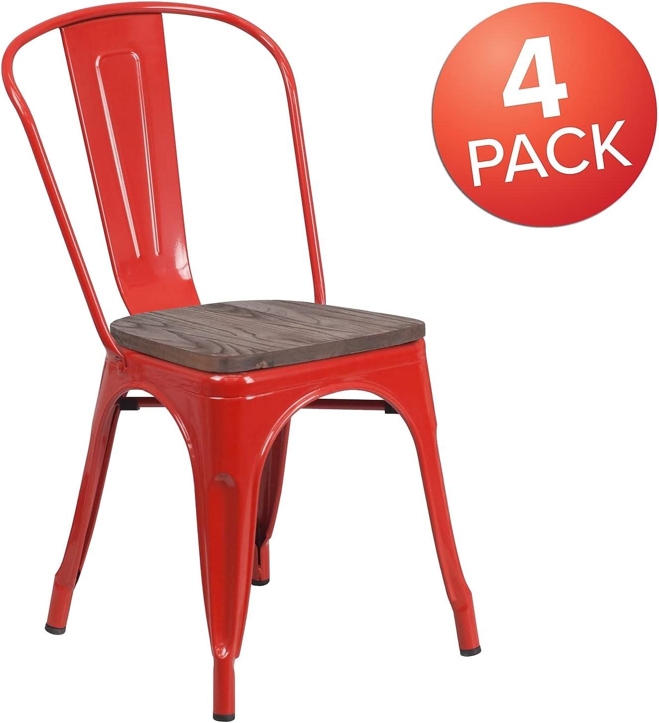 image:imageFlash Furniture Perry Metal Stackable Chair with Wood Seat 1 Pack BlueRed