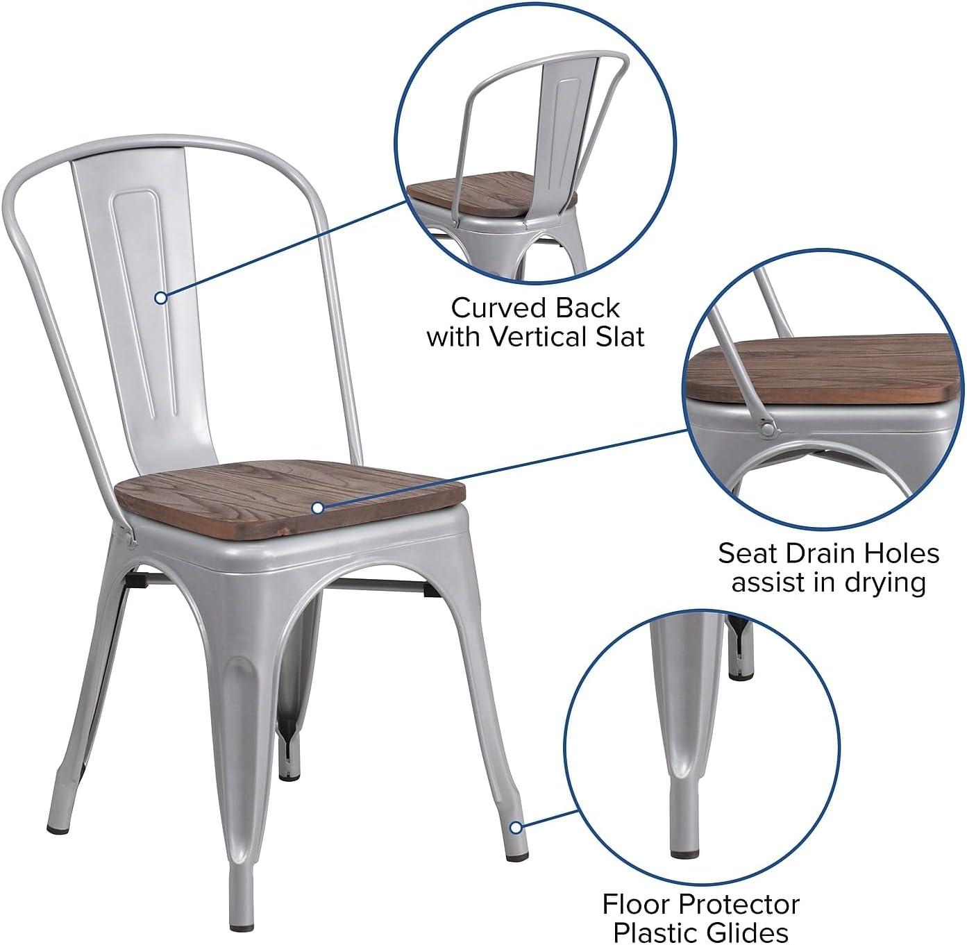 image:imageFlash Furniture Perry Metal Stackable Chair with Wood Seat 1 Pack BlueSilver