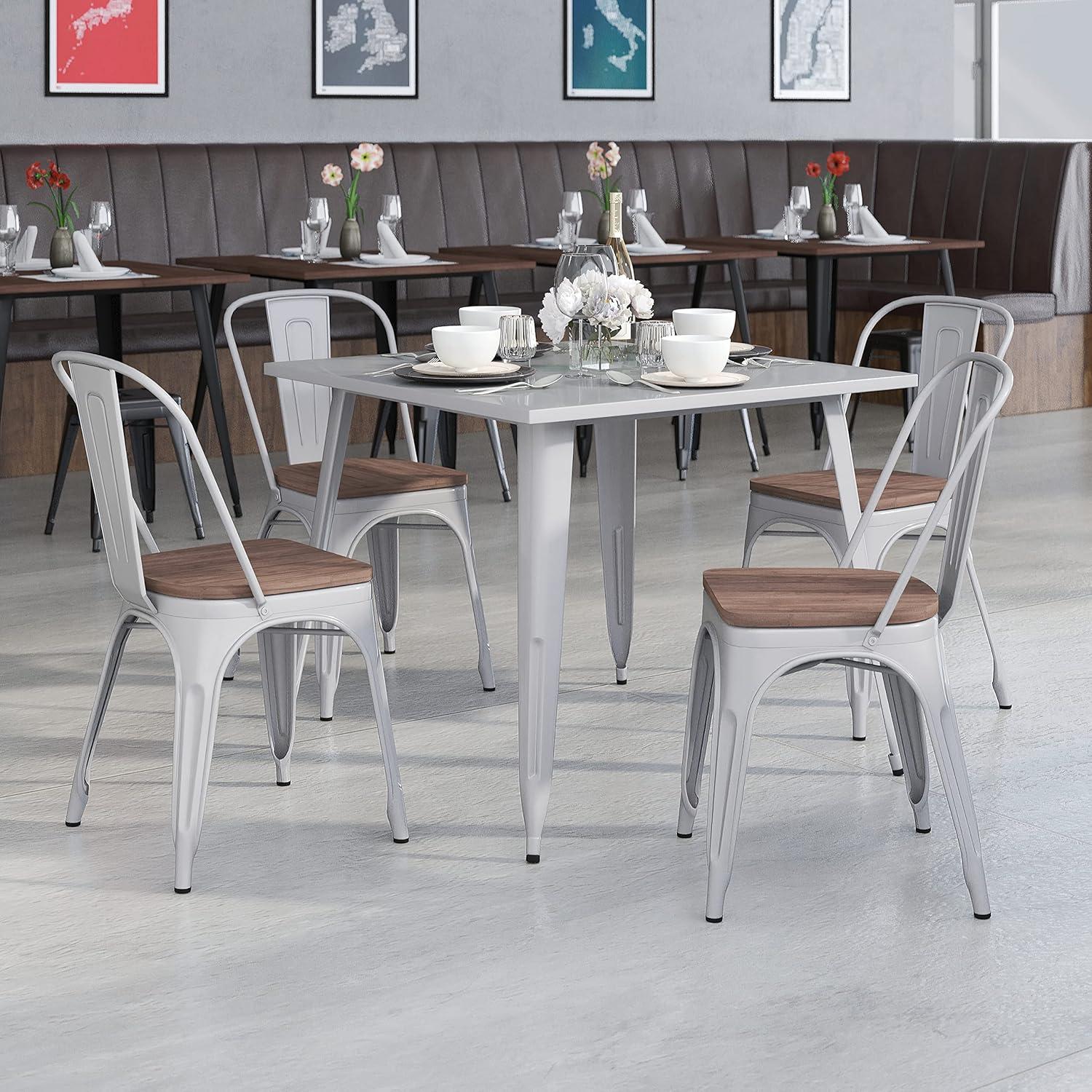 image:imageFlash Furniture Perry Metal Stackable Chair with Wood Seat 1 Pack BlueSilver