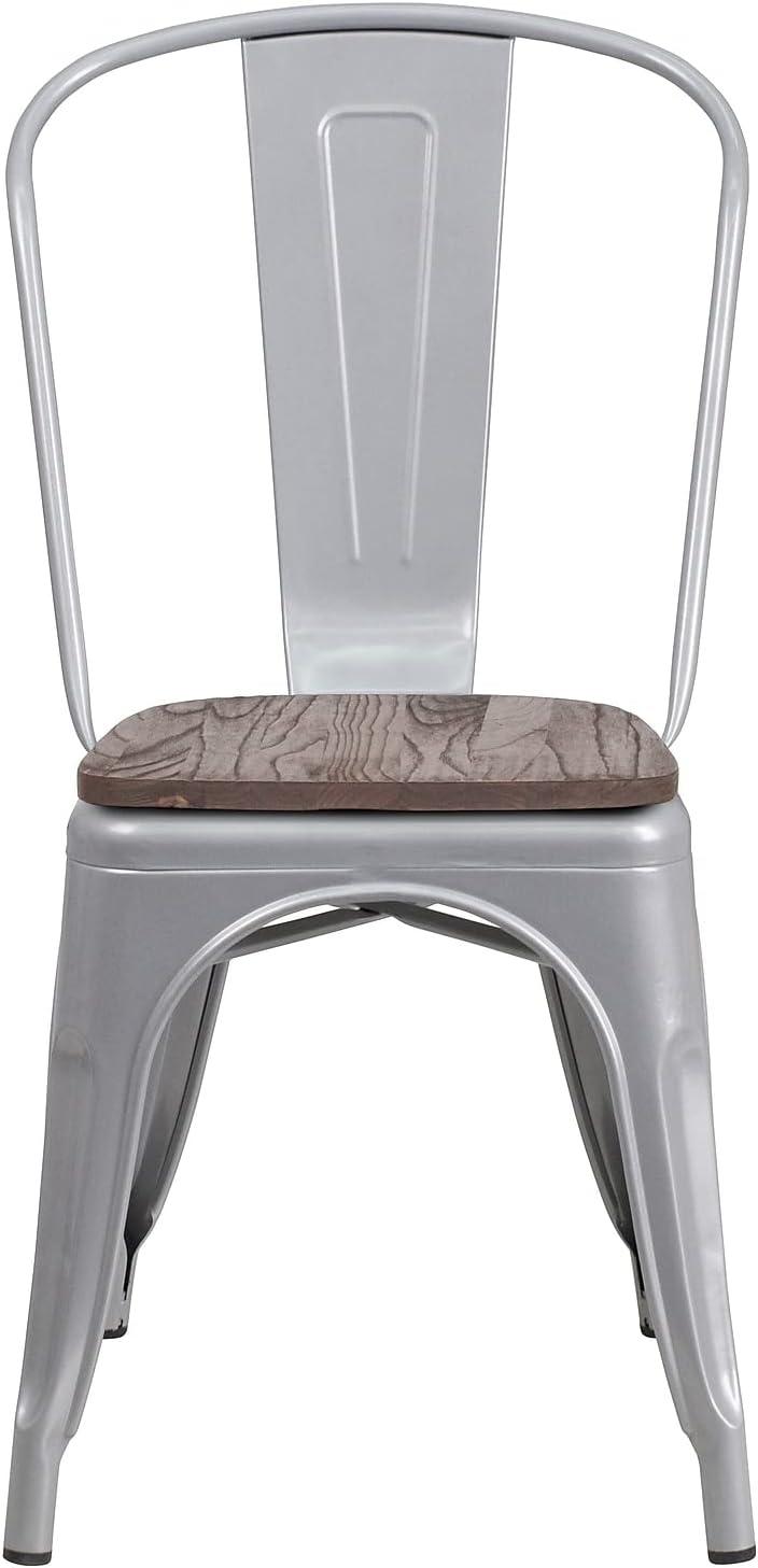 image:imageFlash Furniture Perry Metal Stackable Chair with Wood Seat 1 Pack BlueSilver